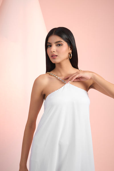 Mandira Wirk Solid Assymetrical High Low Dress Indian designer wear online shopping melange singapore