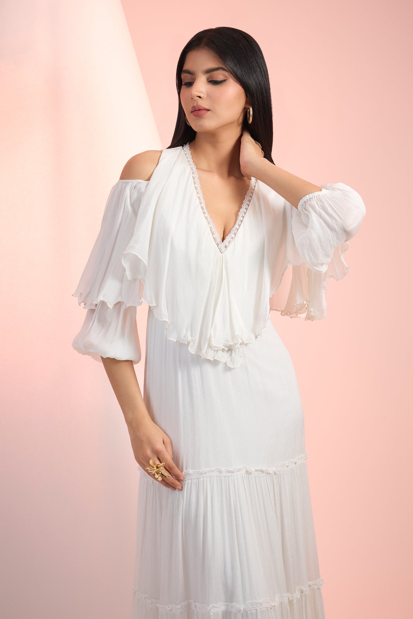 Mandira Wirk Solid Dress Off White Indian designer wear online shopping melange singapore