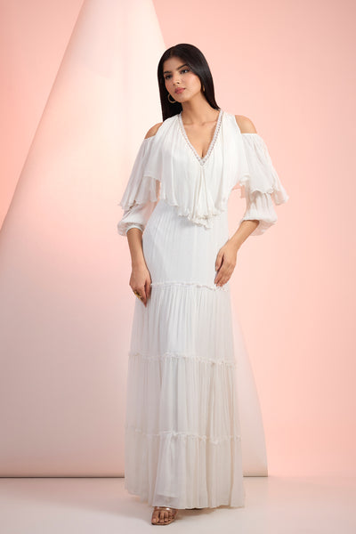 Mandira Wirk Solid Dress Off White Indian designer wear online shopping melange singapore