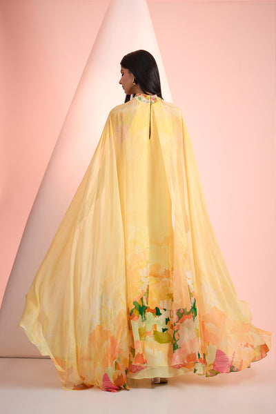 Mandira Wirk Yellow Printed Dress Indian designer wear online shopping melange singapore