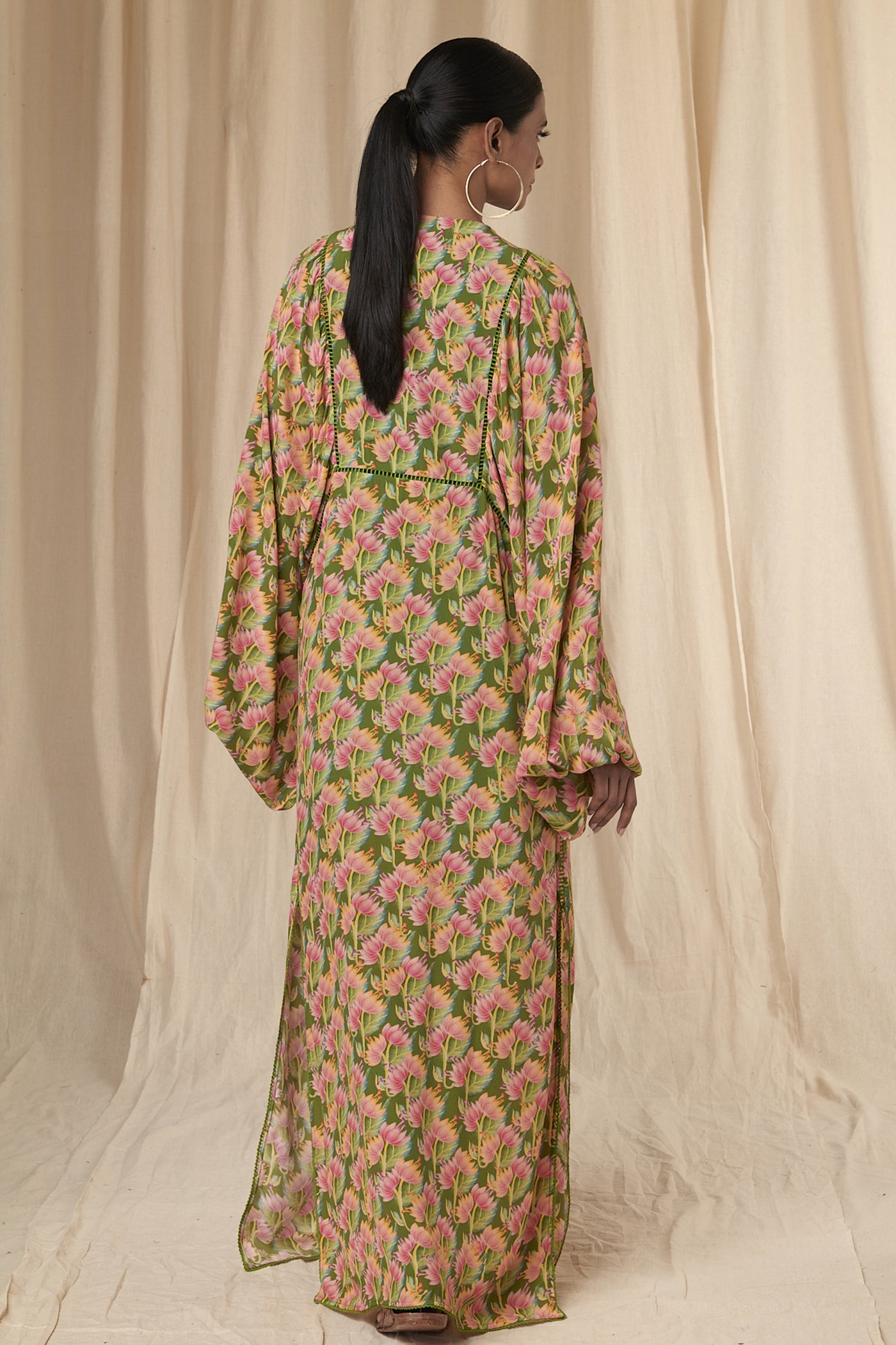 Masaba Ariel Ariel Sap Green Little Graden Kaftan Dress indian designer wear online shopping melange singapore