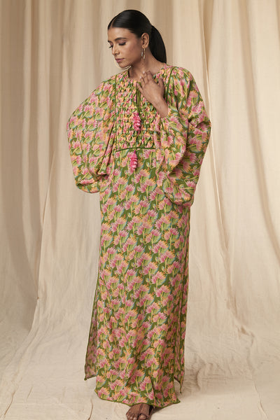 Masaba Ariel Ariel Sap Green Little Graden Kaftan Dress indian designer wear online shopping melange singapore
