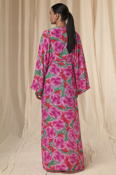 Masaba Ariel Sea Green Bloomerang Smocked Kaftan Dress indian designer wear online shopping melange singapore