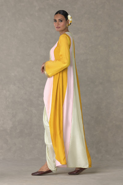 Masaba Baby Pink Trikone Asymmetrical Tunic Set indian designer wear online shopping melange singapore