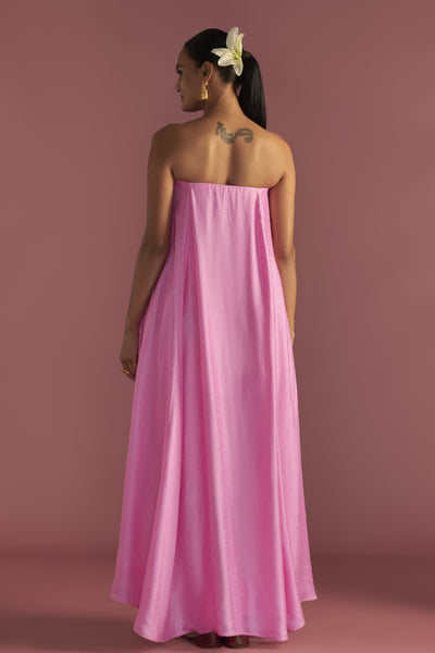 Masaba Baby Pink 'paan-patti' High-low Tube Top Set Indian designer wear online shopping melange singapore