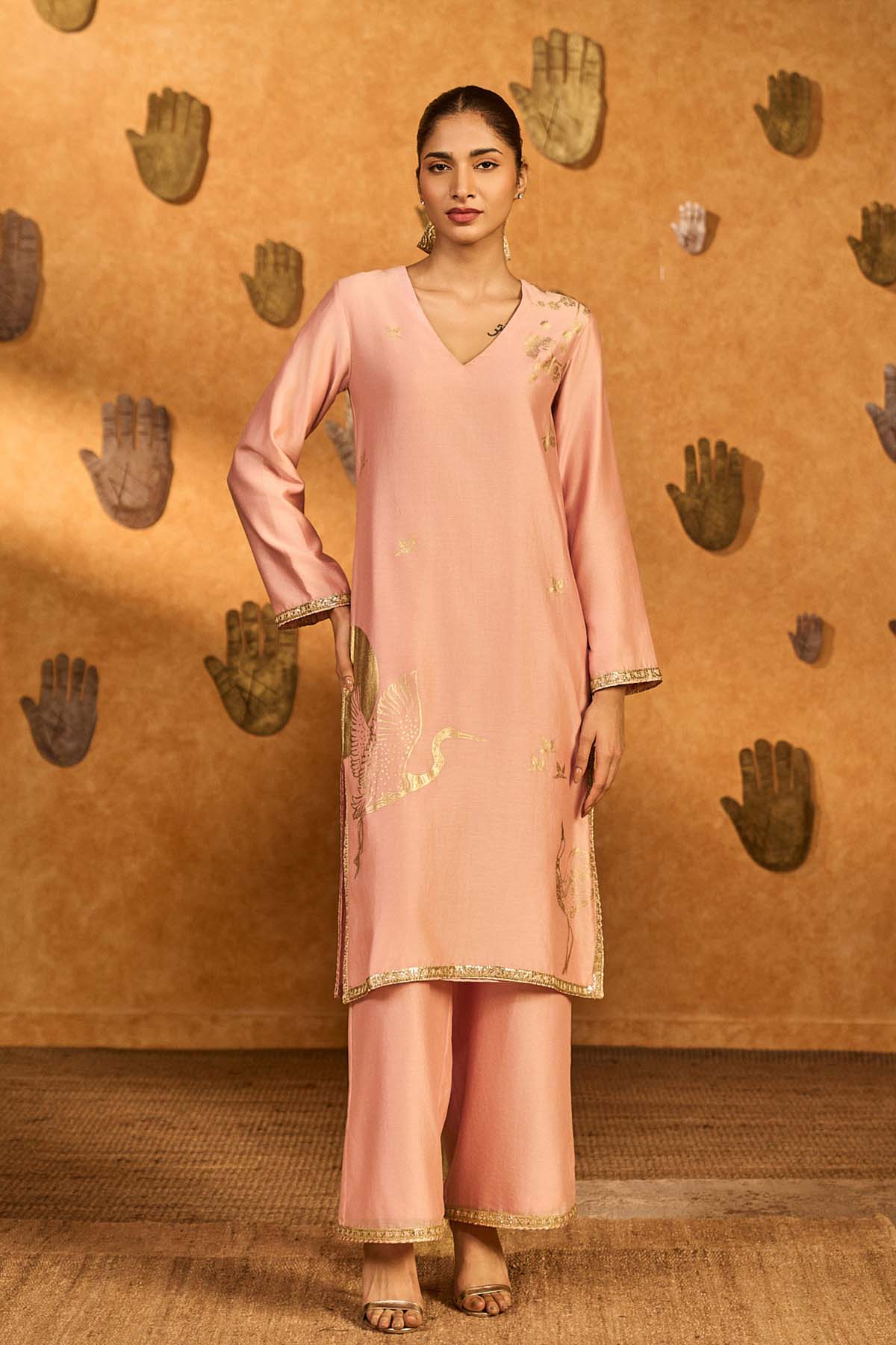 Masaba Babypink Crane Dawn Kurta Set indian designer wear online shopping melange singapore 