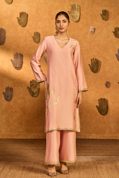Masaba Babypink Crane Dawn Kurta Set indian designer wear online shopping melange singapore 