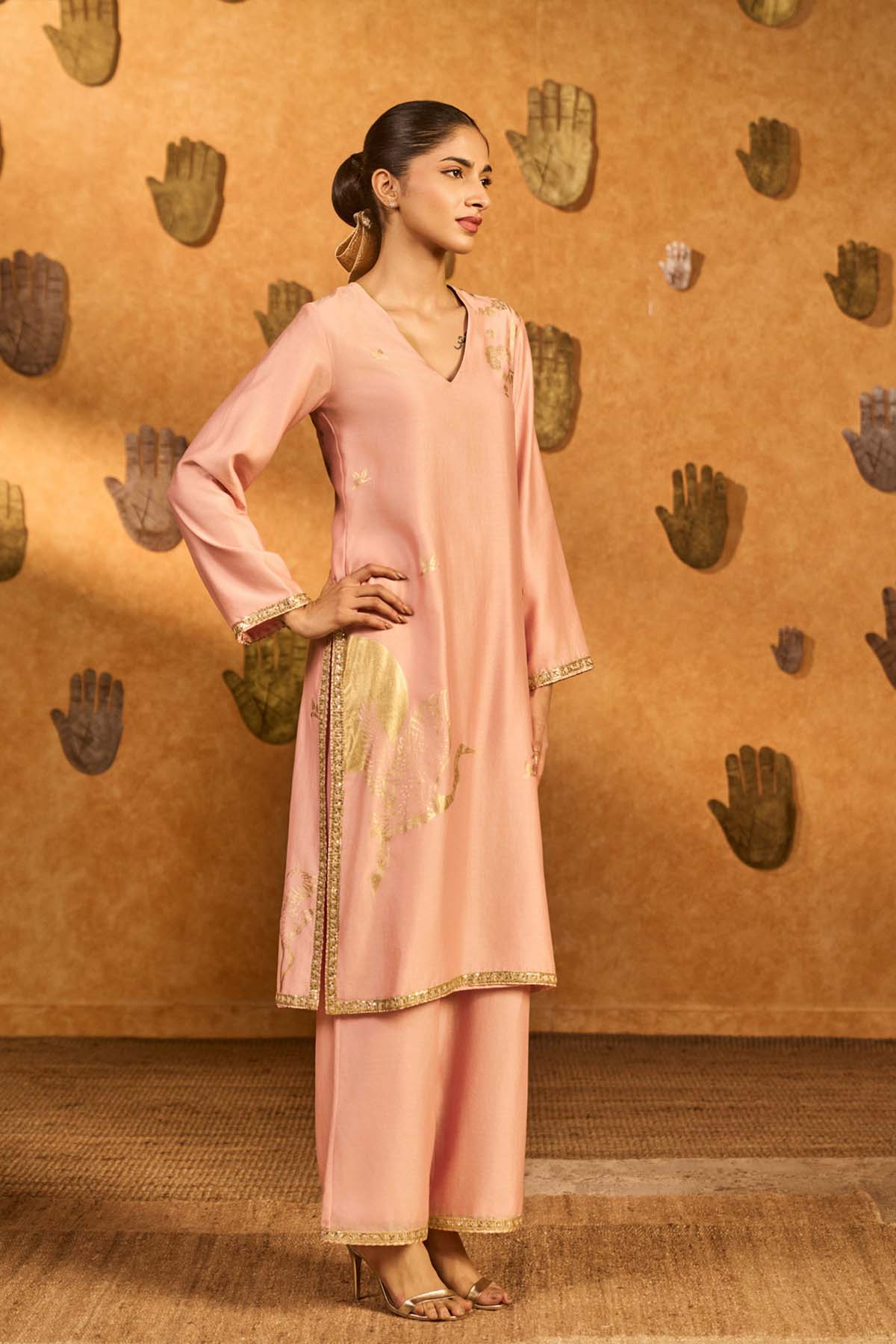 Masaba Babypink Crane Dawn Kurta Set indian designer wear online shopping melange singapore 
