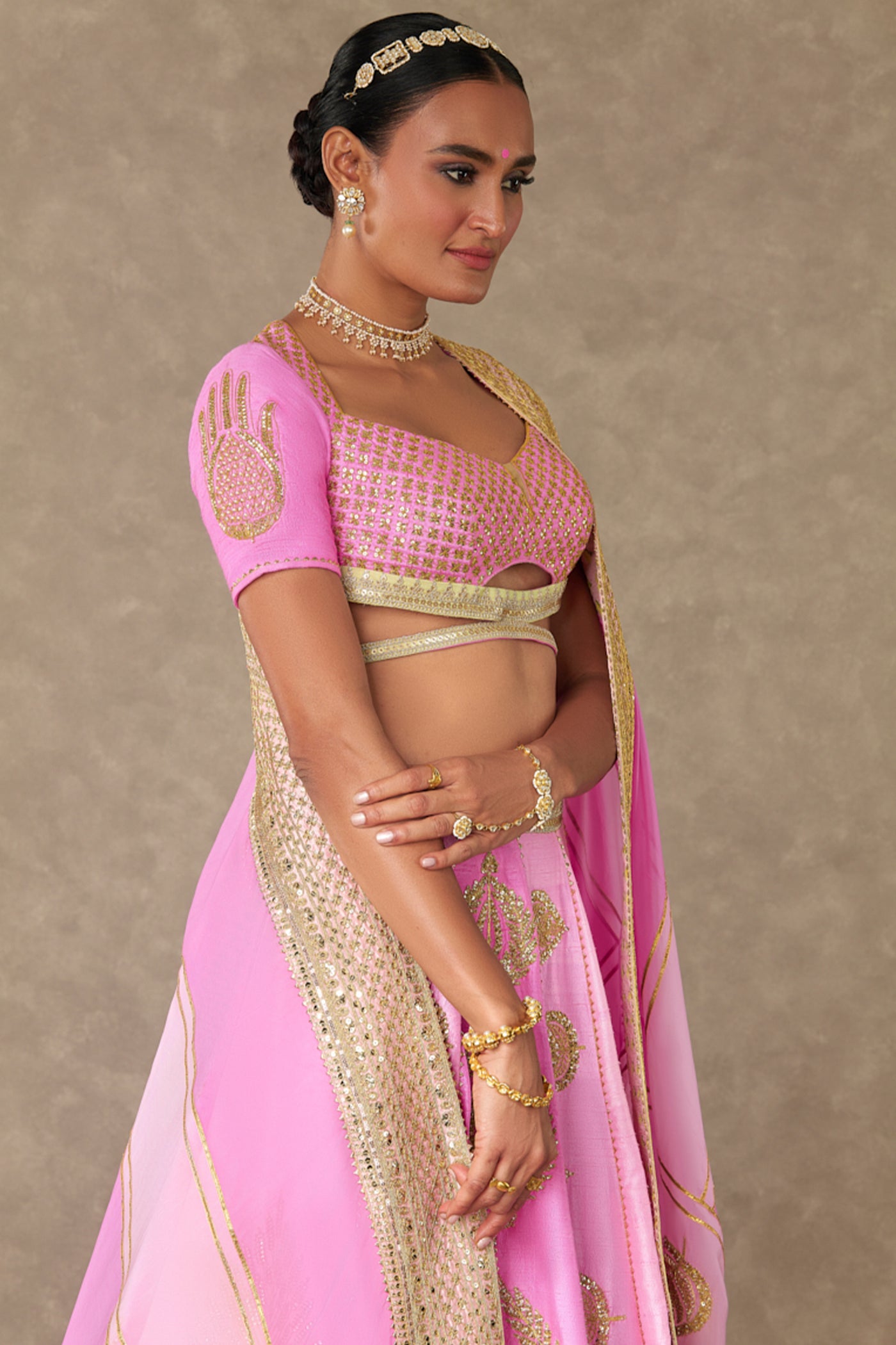 Masaba Barfi Pink Sitara Dil Lehenga Set indian designer wear online shopping melange singapore