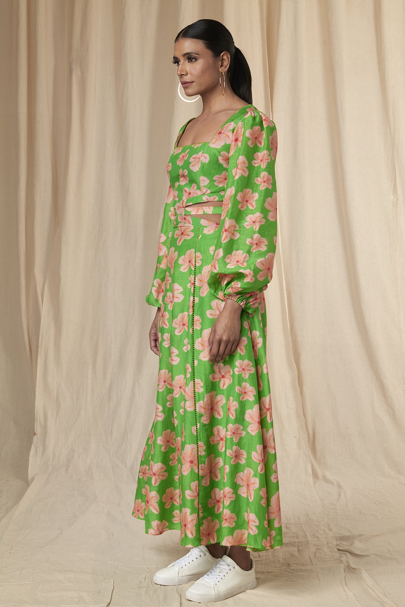 Masaba Beck Parrot Green Flower Passion cut out Dress indian designer wear online shopping melange singapore