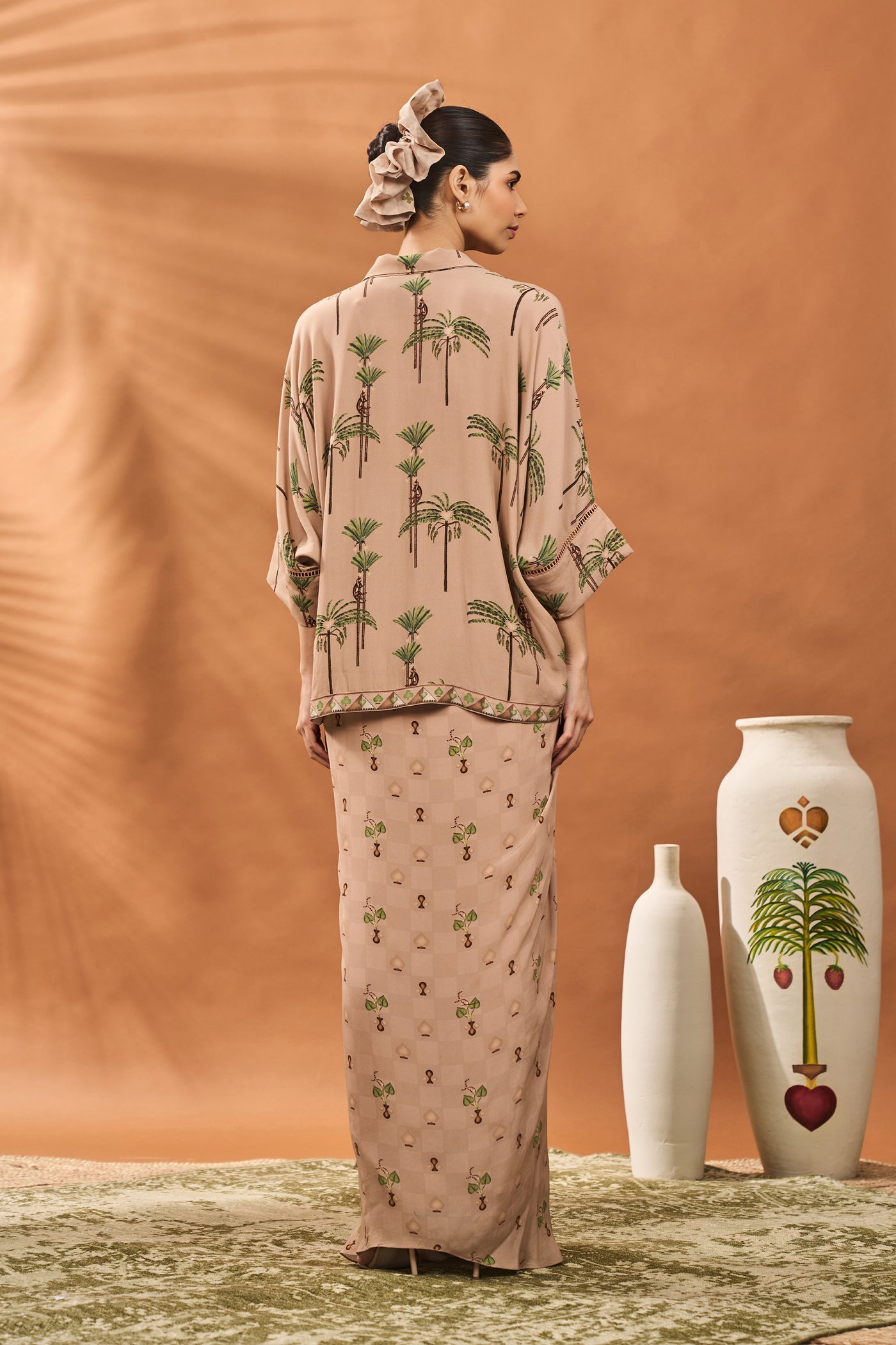 Masaba Beige Blooming Board Fusion Set indian designer wear online shopping melange singapore