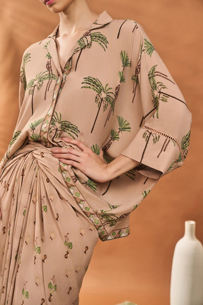 Masaba Beige Blooming Board Fusion Set indian designer wear online shopping melange singapore