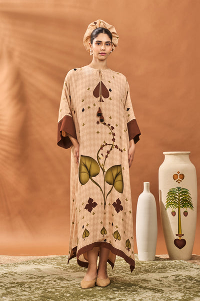 Masaba Beige Clover Checks Kaftan indian designer wear online shopping melange singapore