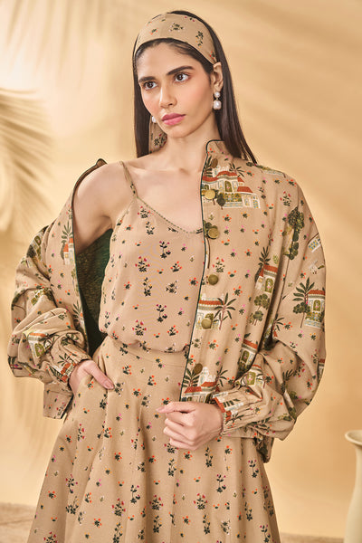 
Masaba Beige Miniature Dreams Bomber Jacket Set indian designer wear online shopping melange singapore