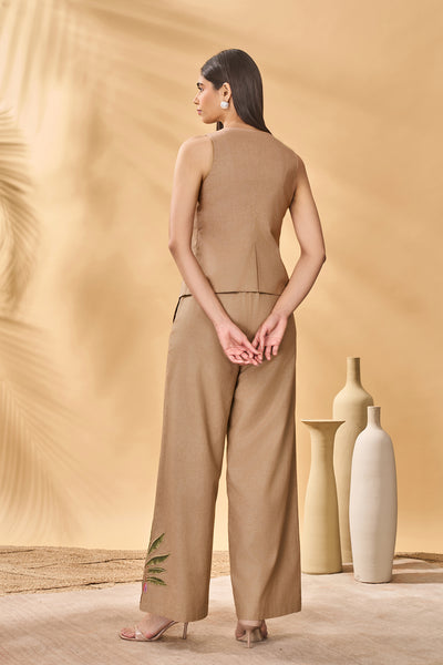 Masaba Beige Trellis Palm Waistcoat Set indian designer wear online shopping melange singapore