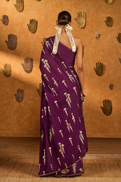 Masaba Berry Cherry Wine Saree indian designer wear online shopping melange singapore 