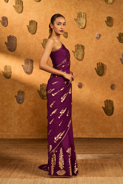 Masaba Berry Cherry Wine Saree indian designer wear online shopping melange singapore 