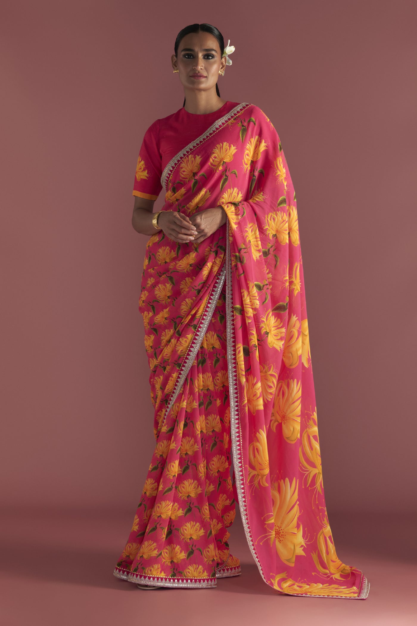 Masaba Berry Pink Mist Saree Indian designer wear online shopping melange singapore