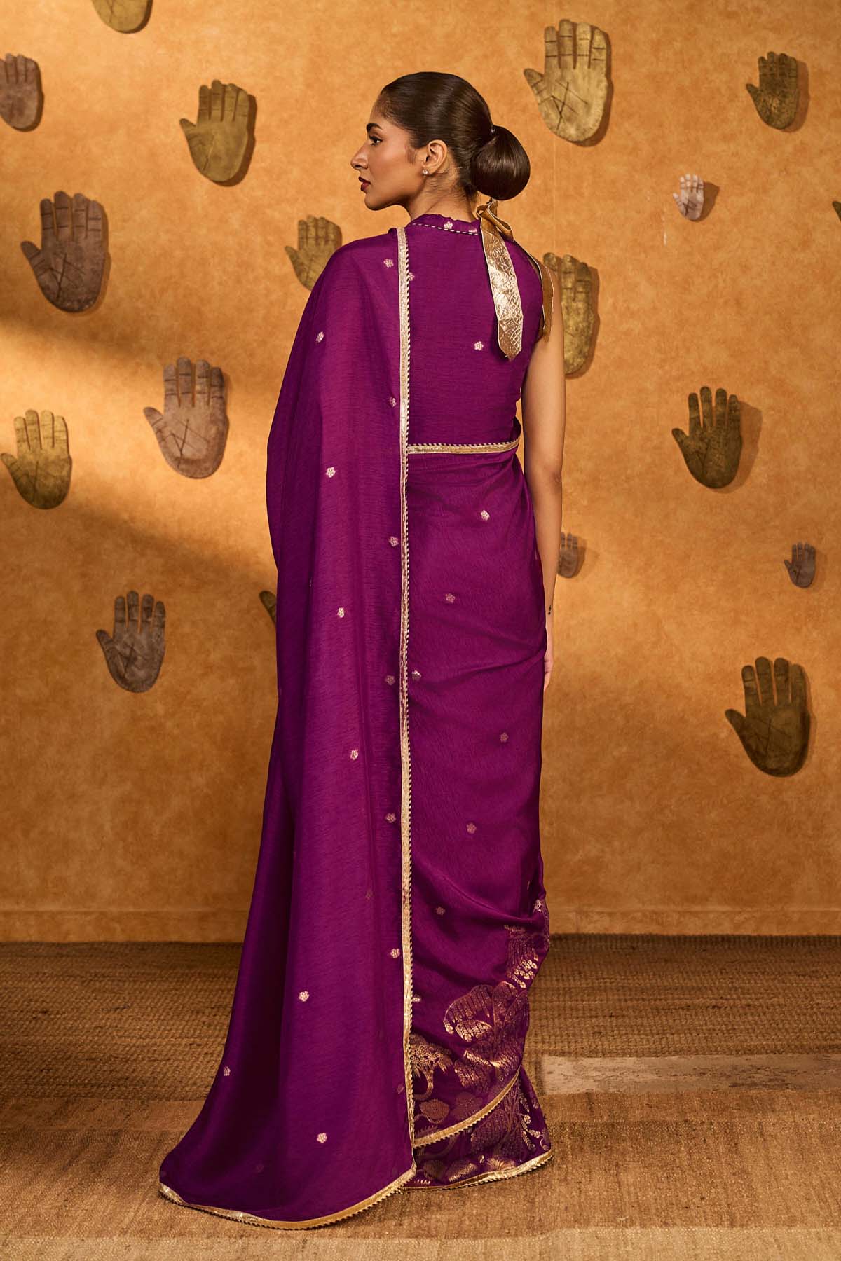 Masaba Berry Wine Zen Saree indian designer wear online shopping melange singapore 