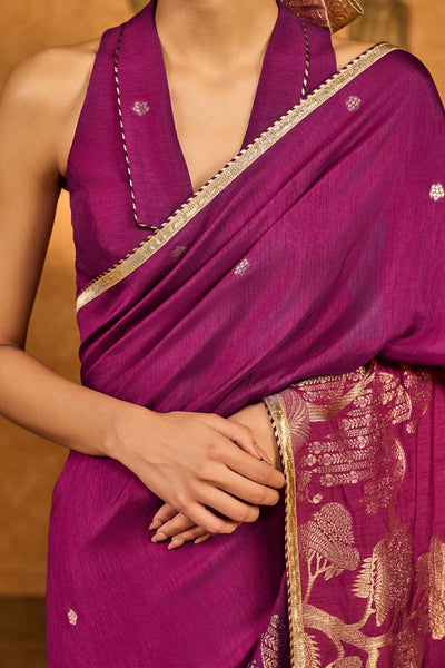 Masaba Berry Wine Zen Saree indian designer wear online shopping melange singapore 