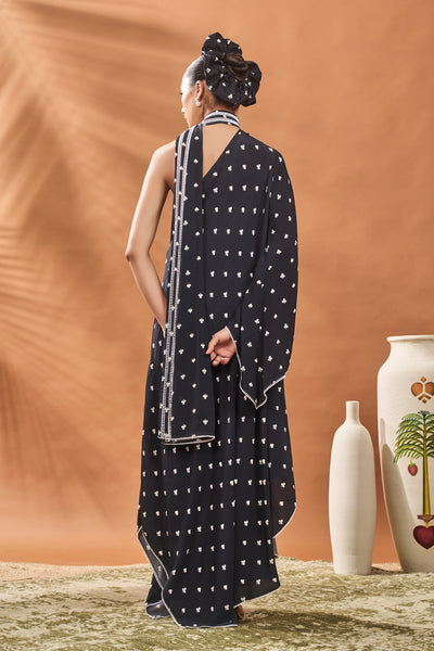 Masaba Black All Fours One Shoulder Tunic Set indian designer wear online shopping melange singapore