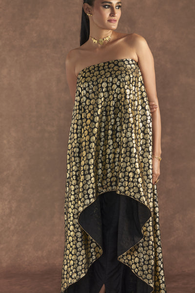 Masaba Black Berrybloom High-low Tube Top Set Indian designer wear online shopping melange singapore