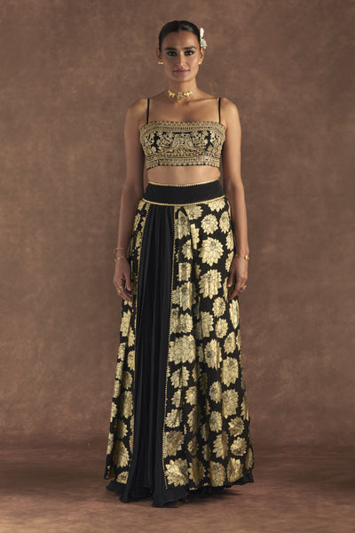 Masaba Black Berrybloom Layered Skirt Set Indian designer wear online shopping melange singapore