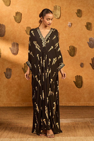 Masaba Black Cherry Vine Kaftan indian designer wear online shopping melange singapore 