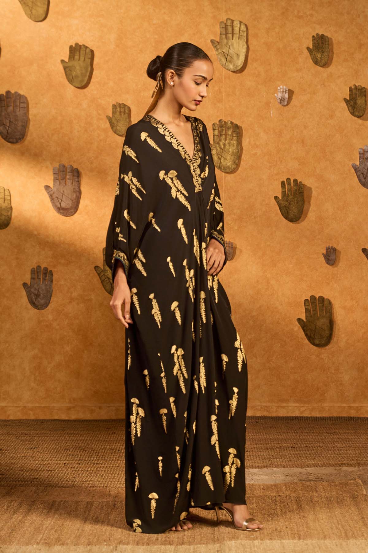 Masaba Black Cherry Vine Kaftan indian designer wear online shopping melange singapore 