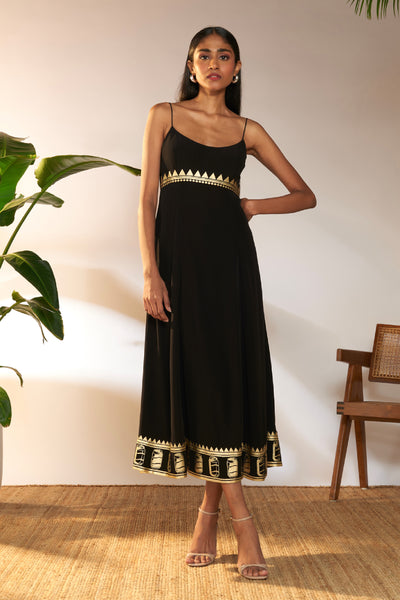 Masaba Black Foil Backless Dress indian designer wear online shopping melange singapore