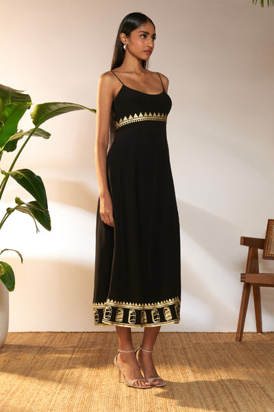 Masaba Black Foil Backless Dress indian designer wear online shopping melange singapore