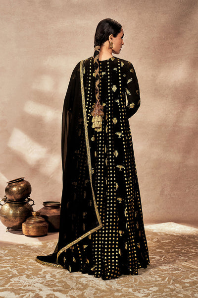 Masaba Black Gold Potters Touch Anarkali Set indian designer wear online shopping melange singapore