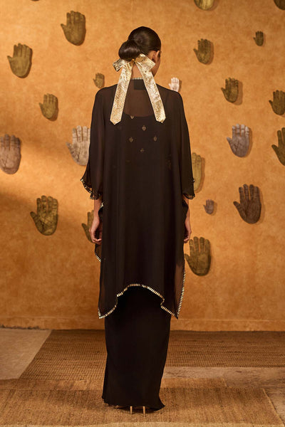 Masaba Black Heartbeat Draped Cape Set indian designer wear online shopping melange singapore