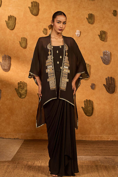 Masaba Black Heartbeat Draped Corset Set indian designer wear online shopping melange singapore 

