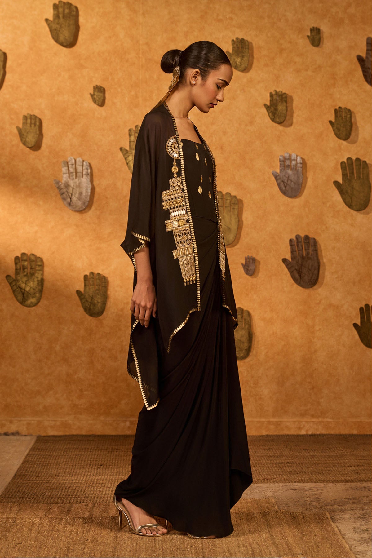 Masaba Black Heartbeat Draped Corset Set indian designer wear online shopping melange singapore 
