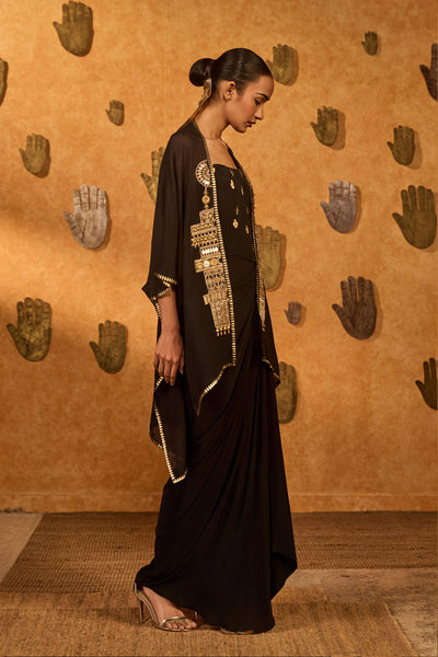 Masaba Black Heartbeat Draped Corset Set indian designer wear online shopping melange singapore 
