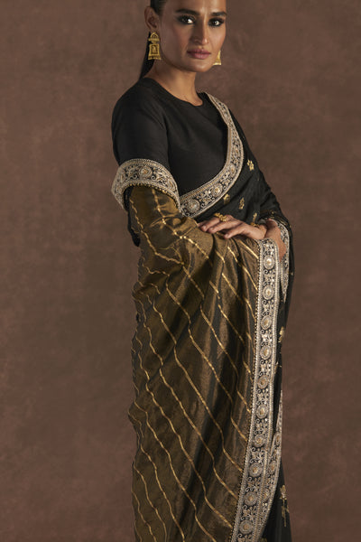 Masaba Black Jacquard Saree indian designer wear online shopping melange singapore