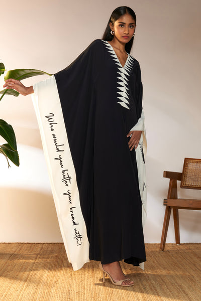 Masaba Black Slogan Kaftan indian designer wear online shopping melange singapore