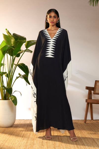 Masaba Black Slogan Kaftan indian designer wear online shopping melange singapore