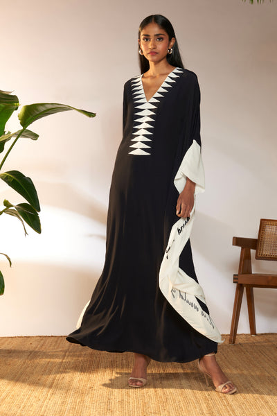 Masaba Black Slogan Kaftan indian designer wear online shopping melange singapore