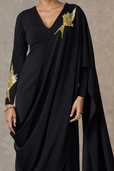Masaba Black Son Chidiya Saree Gown indian designer wear online shopping melange singapore