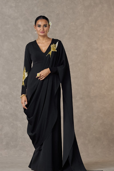 Masaba Black Son Chidiya Saree Gown indian designer wear online shopping melange singapore