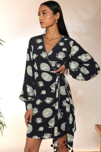 Masaba Black Special Cutting Wrap Dress indian designer wear online shopping melange singapore