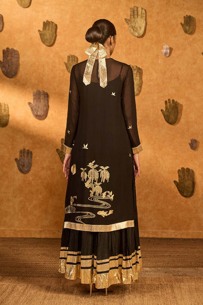 Masaba Black Stillwater Bloom Anarkali Set indian designer wear online shopping melange singapore 