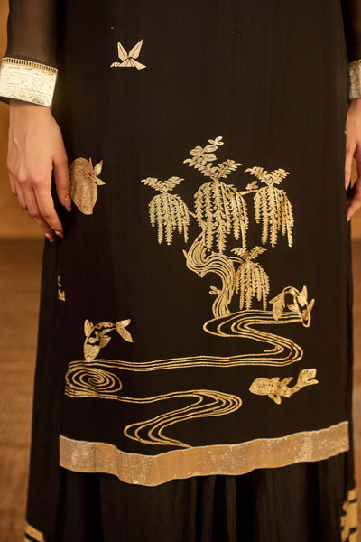 Masaba Black Stillwater Bloom Anarkali Set indian designer wear online shopping melange singapore 