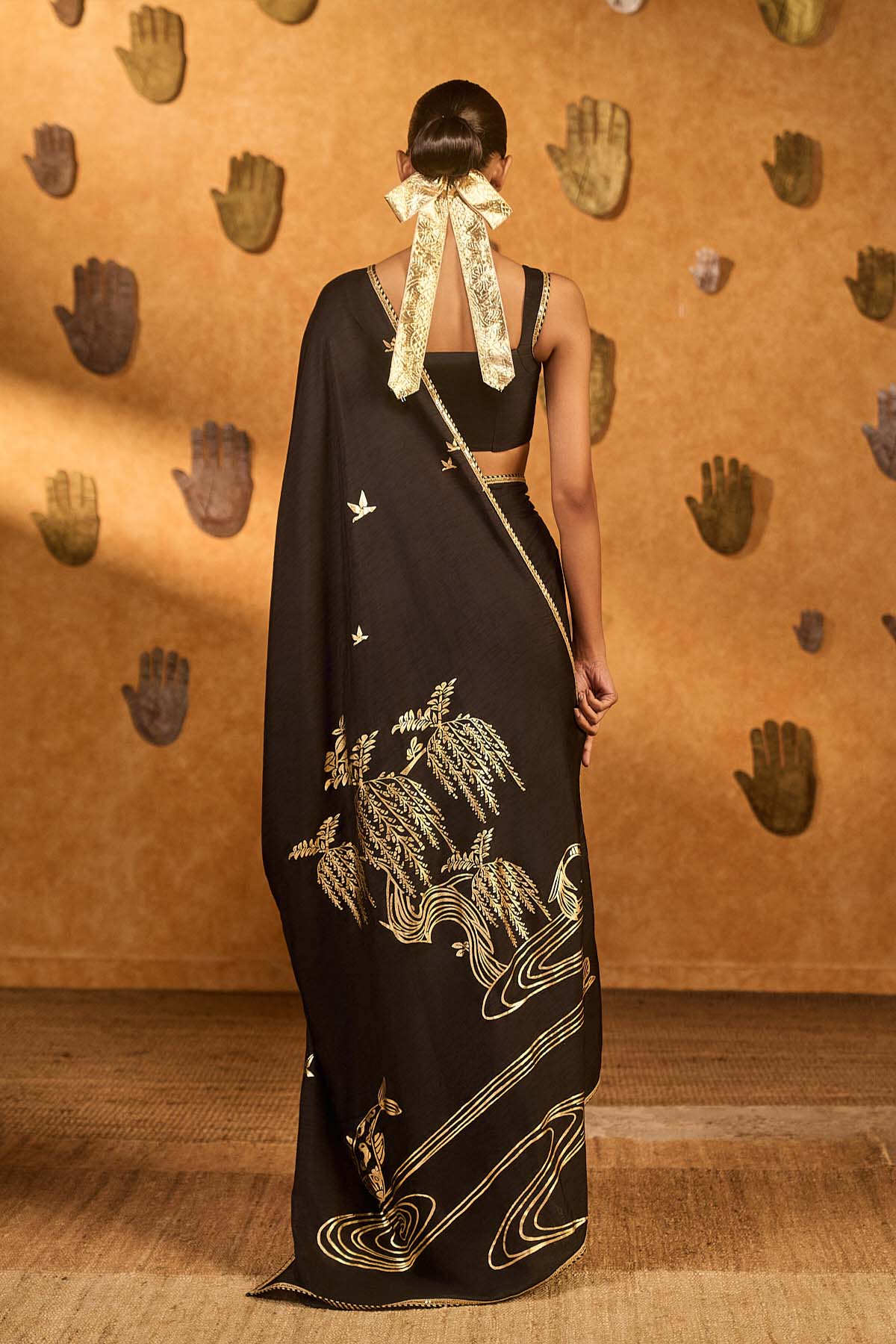 Masaba Black Stillwater Bloom Saree indian designer wear online shopping melange singapore 