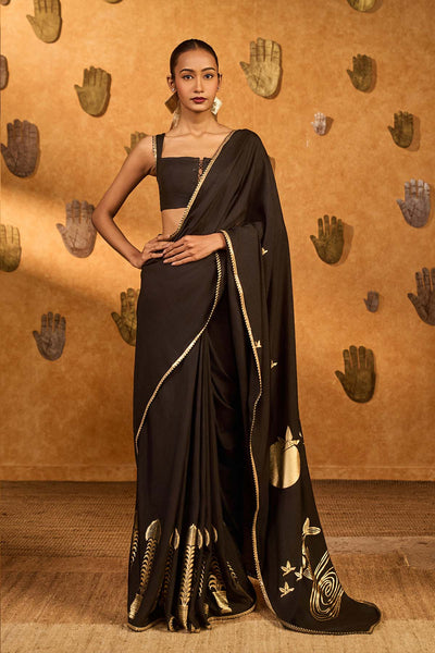 Masaba Black Stillwater Bloom Saree indian designer wear online shopping melange singapore 