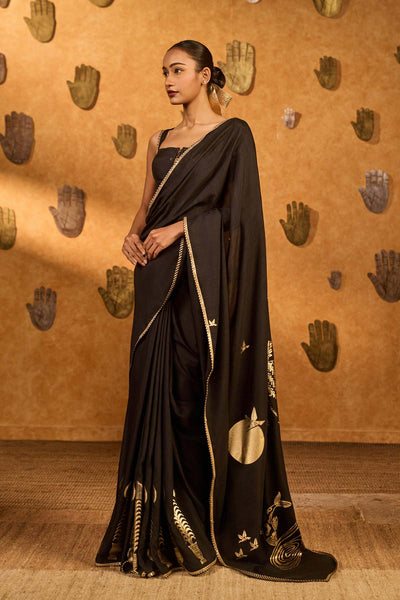 Masaba Black Stillwater Bloom Saree indian designer wear online shopping melange singapore 