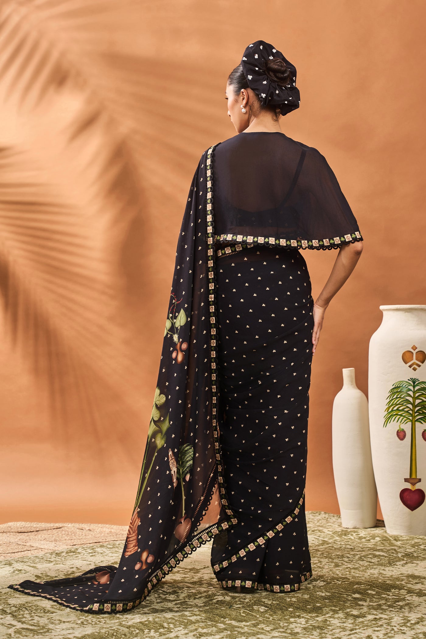 Masaba Black Striped All Fours Saree indian designer wear online shopping melange singapore