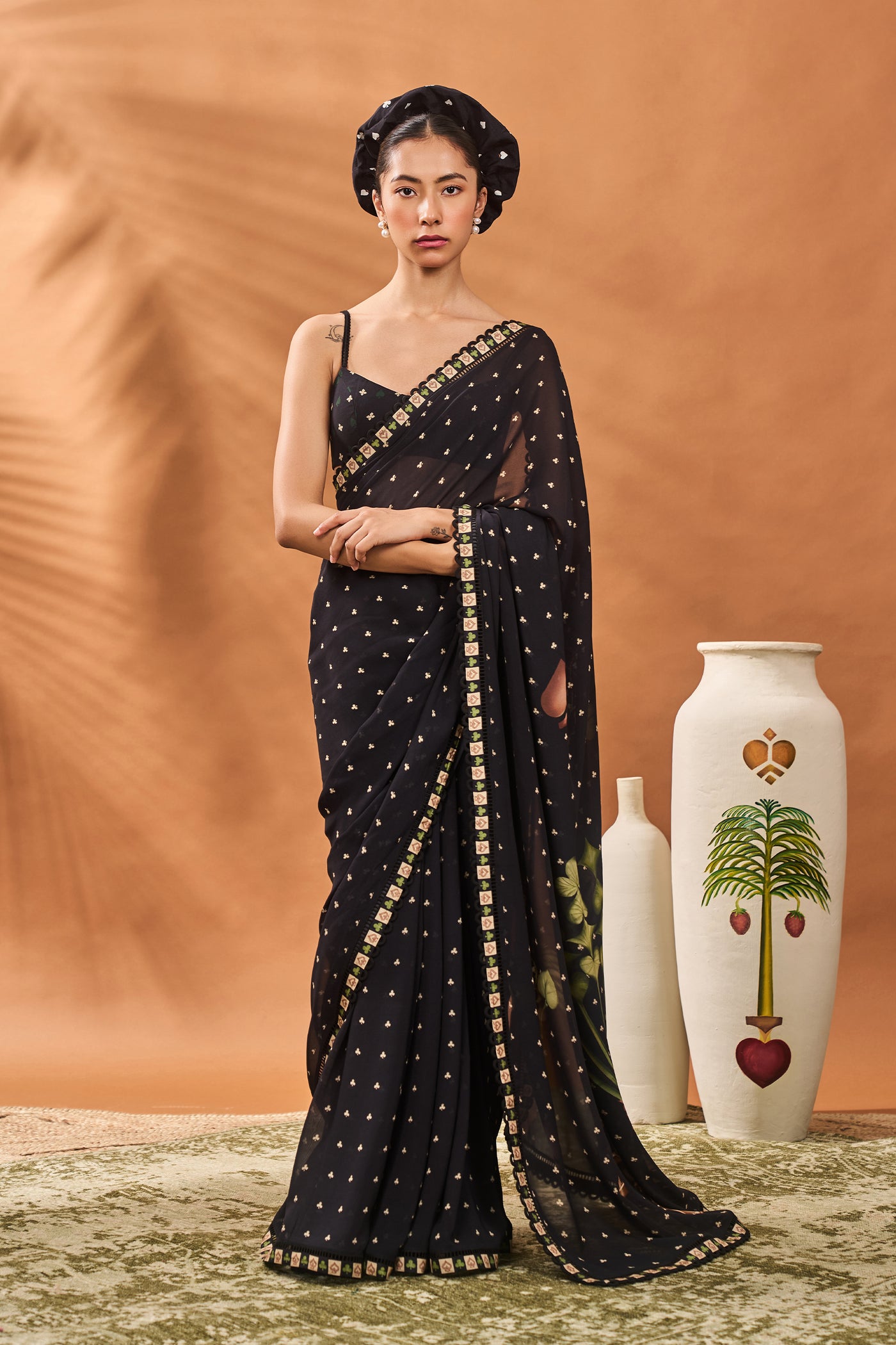 Masaba Black Striped All Fours Saree indian designer wear online shopping melange singapore